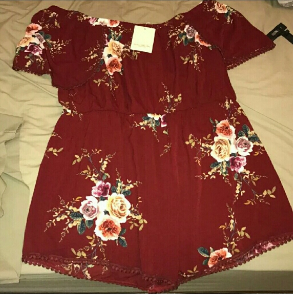 Burgundy Floral Romper